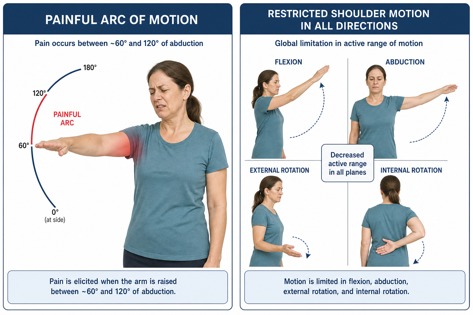Comparison of painful arc motion in rotator cuff tear versus restricted motion in frozen shoulder