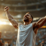 Athlete celebrating return to sport after shoulder injury recovery