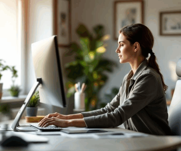 Ergonomic desk setup to maintain shoulder health and prevent pain