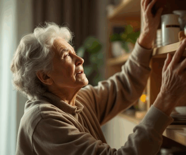 Patient with limited shoulder movement due to severe joint damage