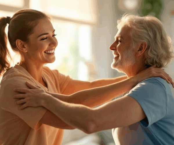 Patient shows improved shoulder mobility after physical therapy in Clermont