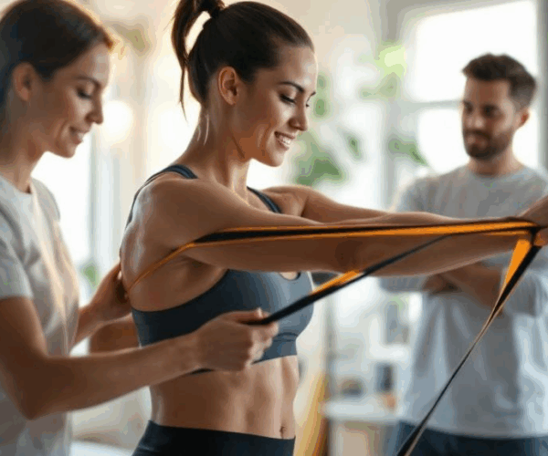 Resistance band shoulder strengthening exercise to relieve pain