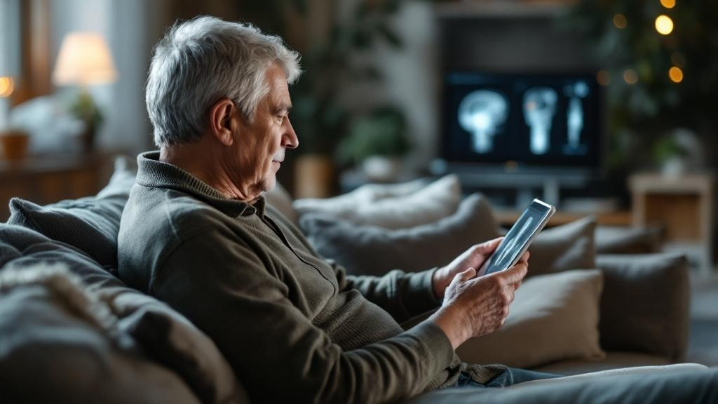 Patient consulting shoulder specialist via telehealth for pain relief in Clermont FL