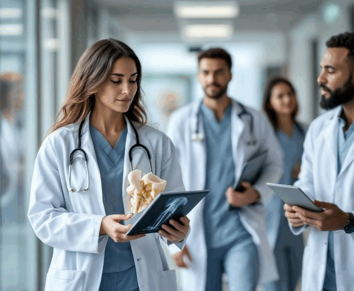 Orthopedic shoulder specialist team in Clermont FL reviewing patient scans at Varma Shoulder Institute