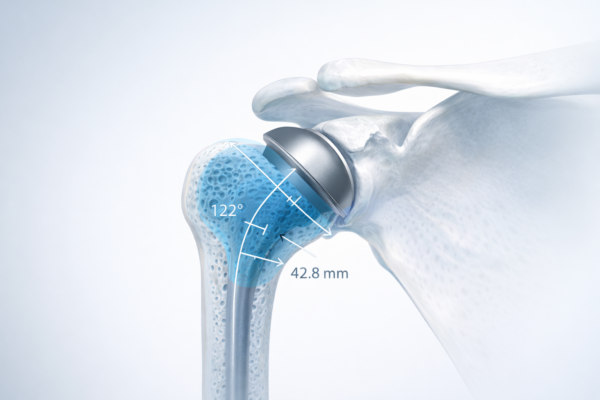 Stemless Shoulder Replacement with 3D AI Planning Varma Shoulder Institute 3D AI planning visualization for stemless shoulder replacement surgery showing bone preservation and implant positioning
