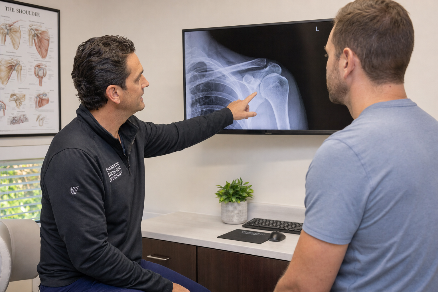 Orthopedic shoulder evaluation for AC joint pain after a fall